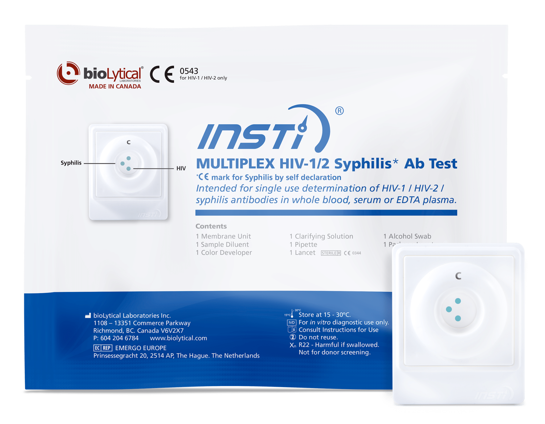 Multiplex HIV1 / HIV2 / Syphilis Duo Antibody Test INSTI