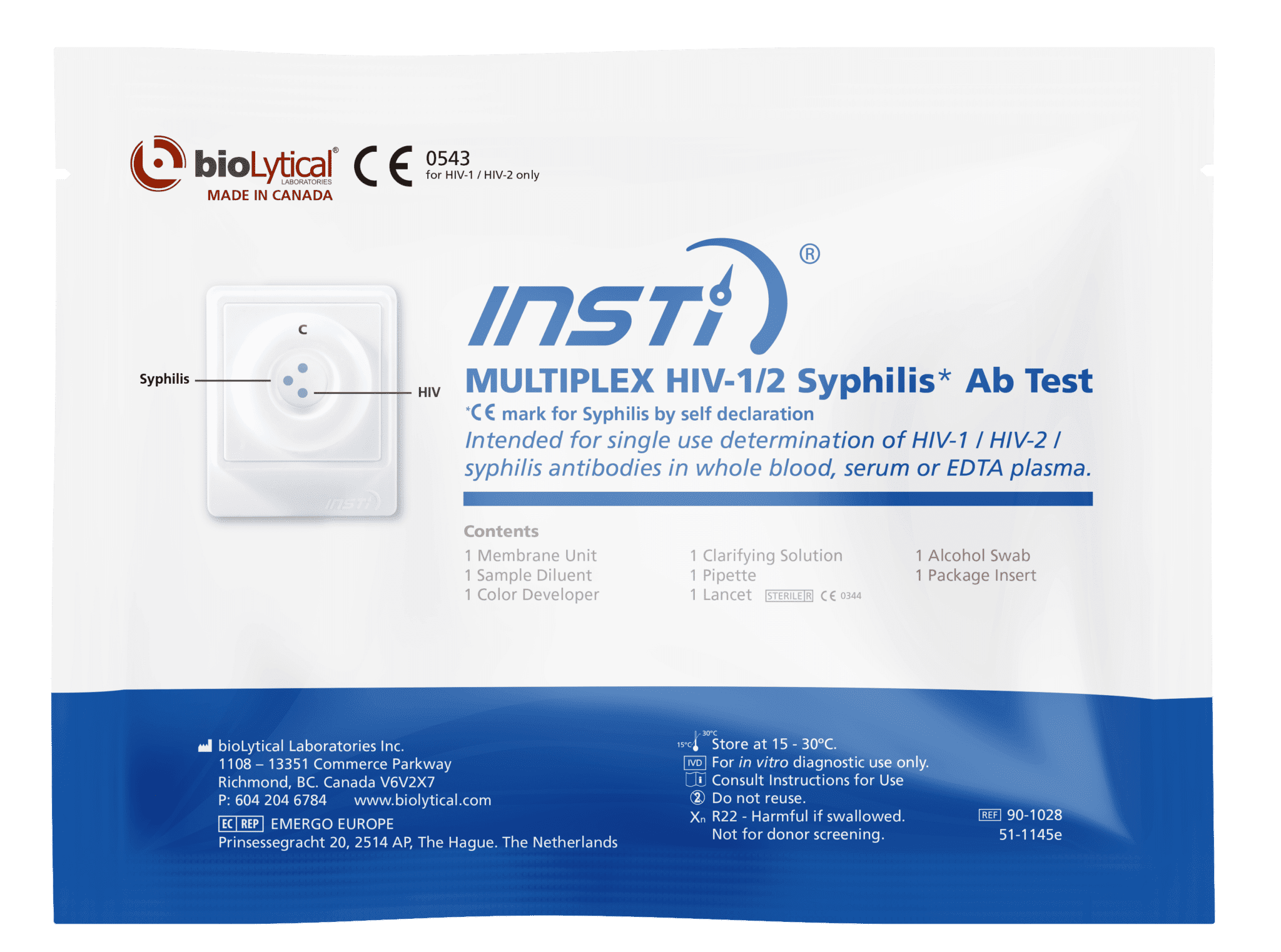 Multiplex HIV1 / HIV2 / Syphilis Duo Antibody Test INSTI