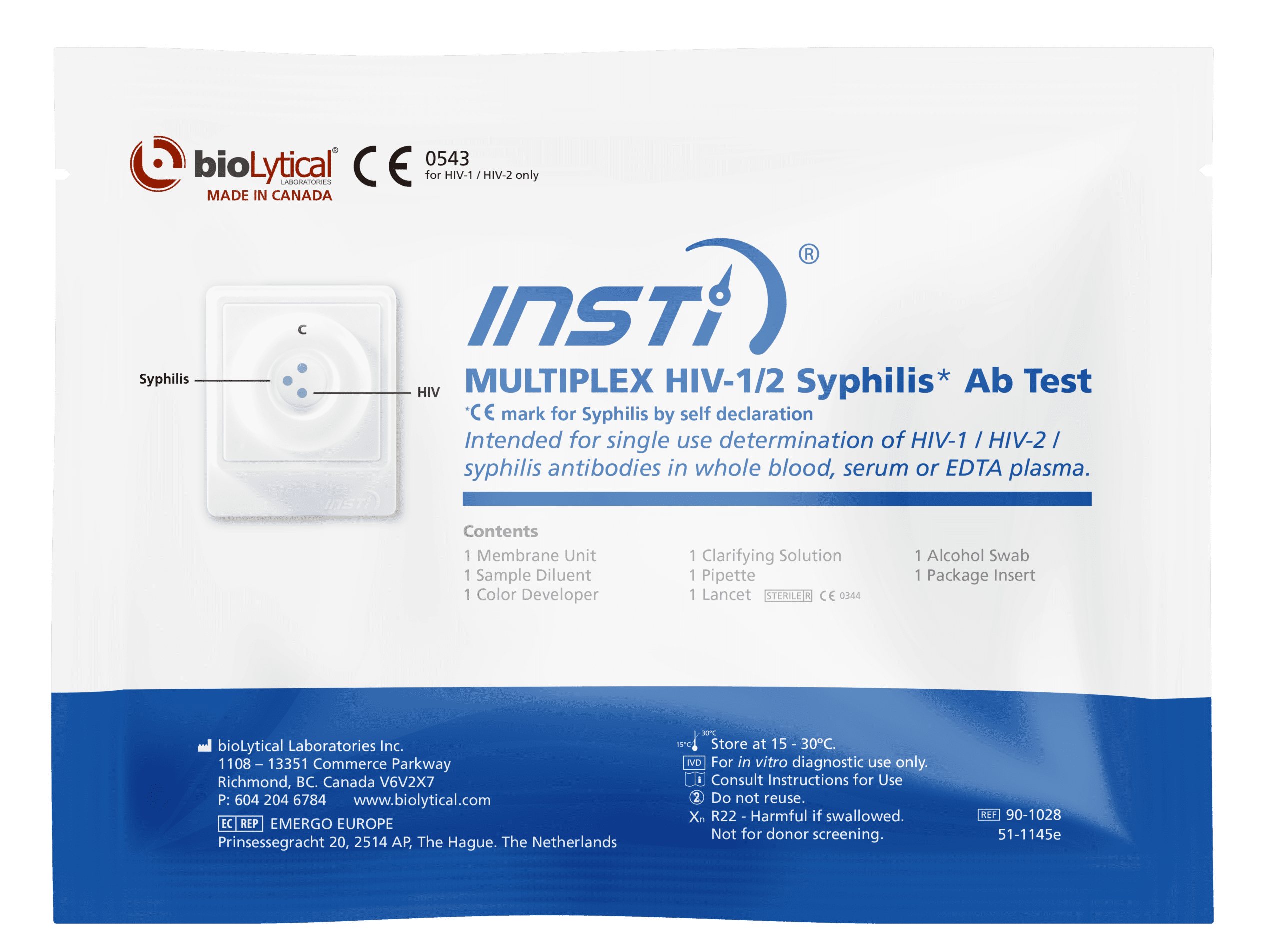 Multiplex HIV1 / HIV2 / Syphilis Duo Antibody Test INSTI